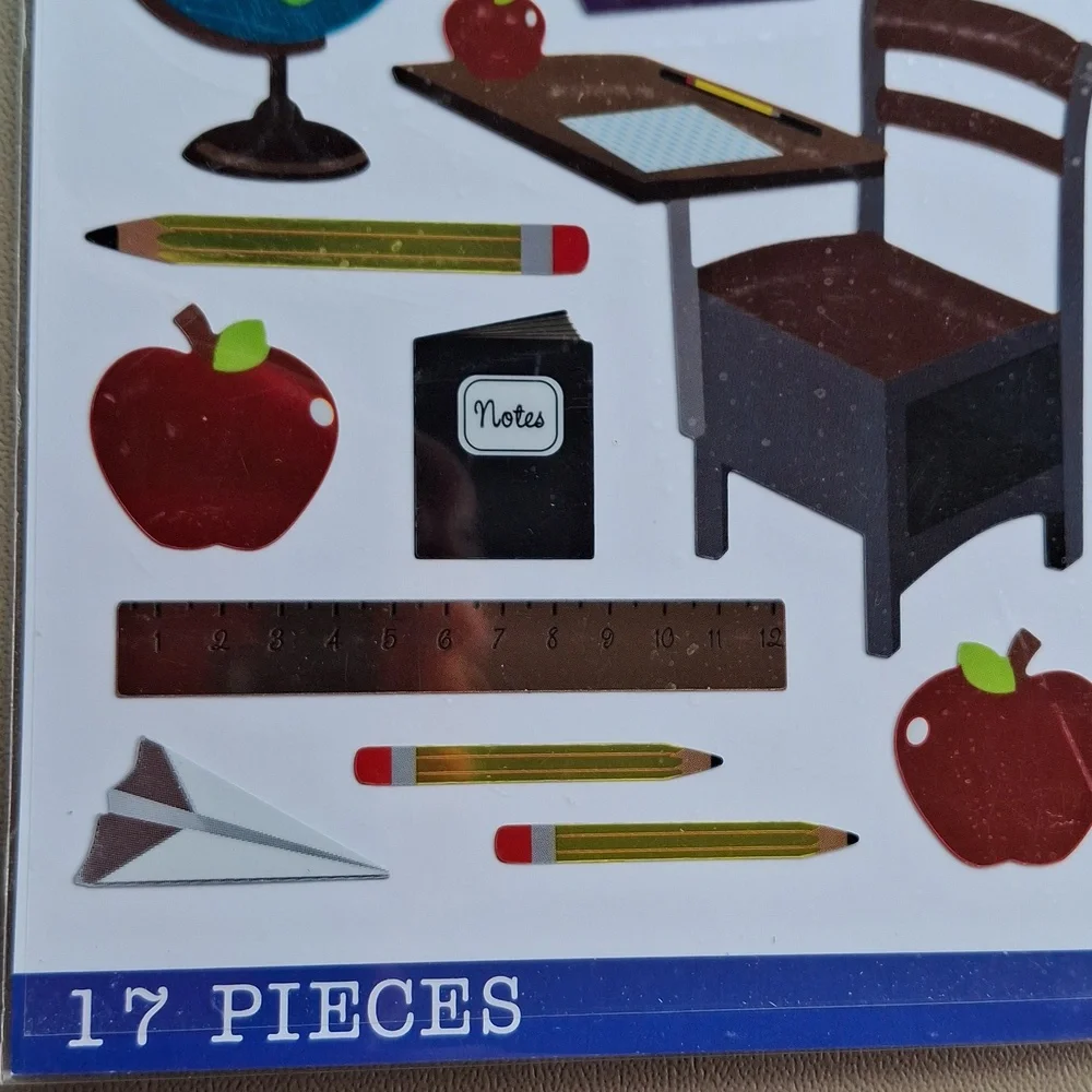 School Classroom Sticker Sheet - Colorful School Icons